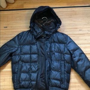 Mens puffer coat w faux fur neck